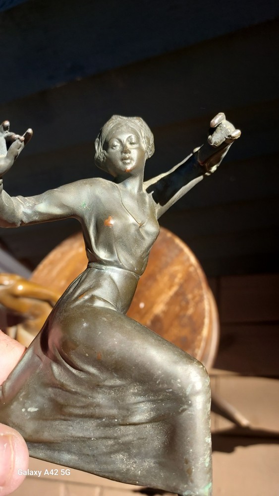 Bronze Copper Dancing Flapper 1920 Antique