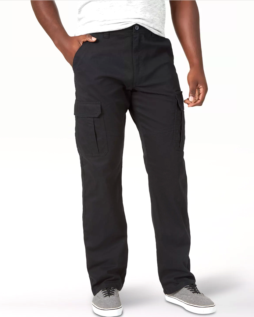 Men's Wrangler Cargo Pants w/ Stretch Black Relaxed Fit Tech Pocket CHOOSE SIZE
