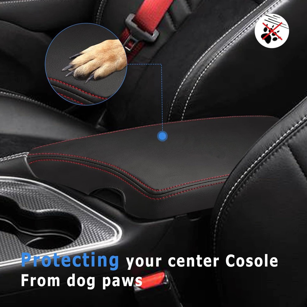 Center Console Armrest Cover PU Leather For 2015-2023 Dodge Challenger Protector