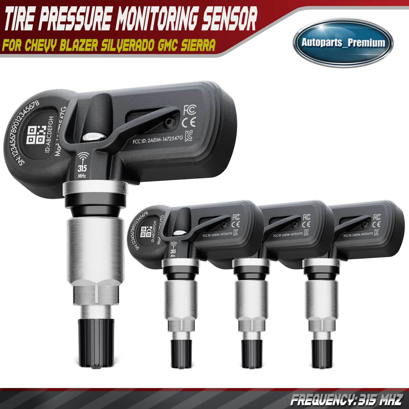 4Pcs 315MHz TPMS Tire Pressure Monitoring Sensor for Chevy Silverado GMC Sierra