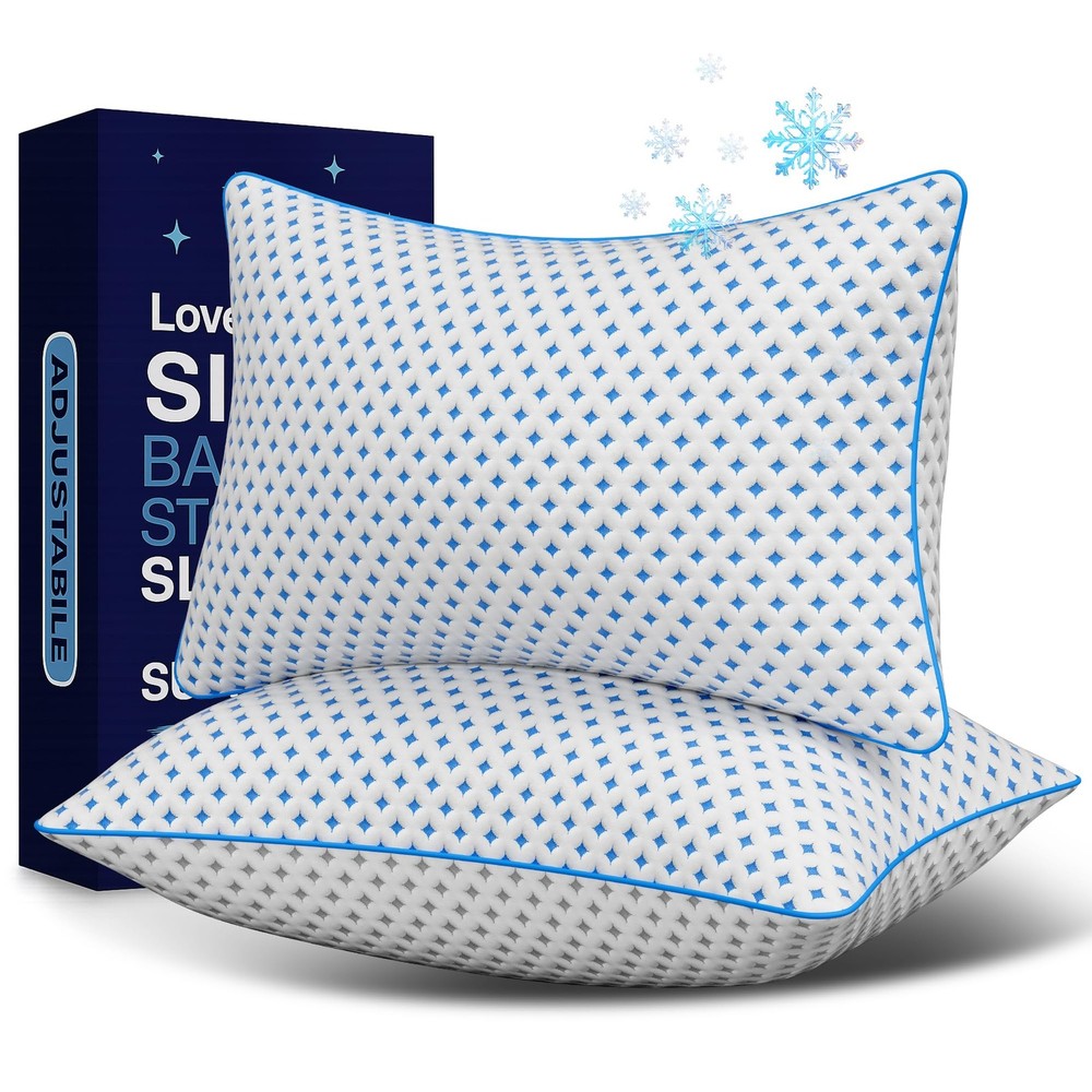 Memory Foam Pillows 2 Pack – Adjustable Loft Cooling Pillows Standard Size Se...
