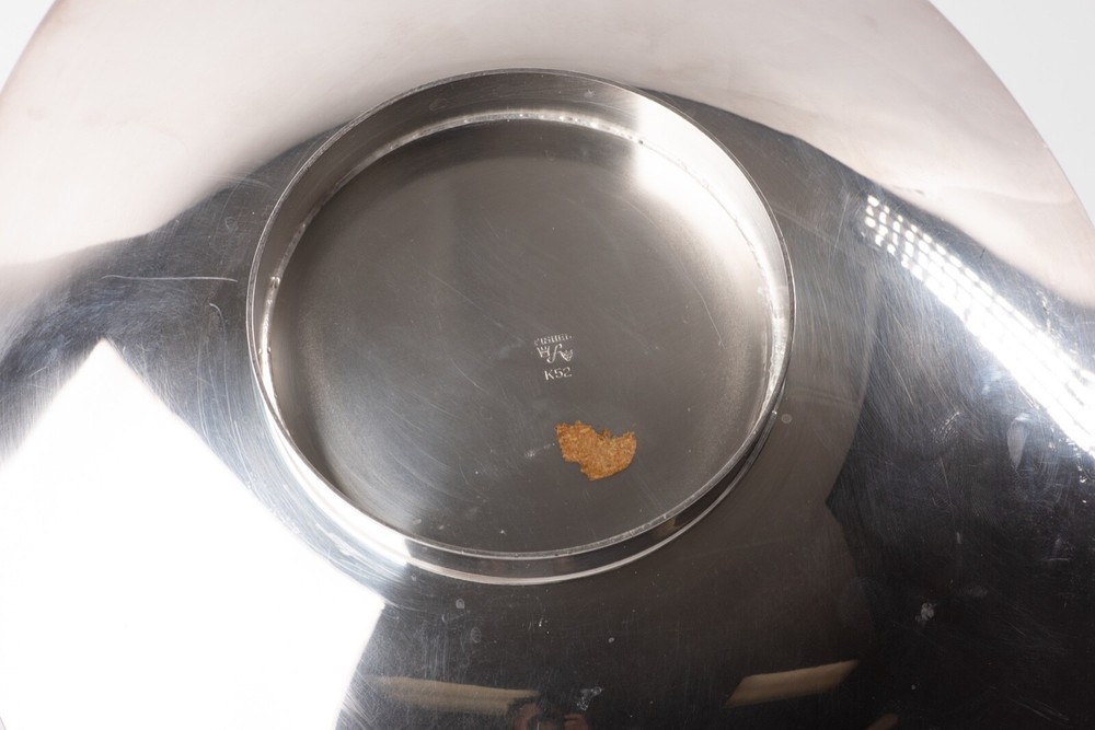 Fisher Stiver Mid-Modern Deco Elegant Curved Tray #K52 Dish Bowl 13" x 9" Silver