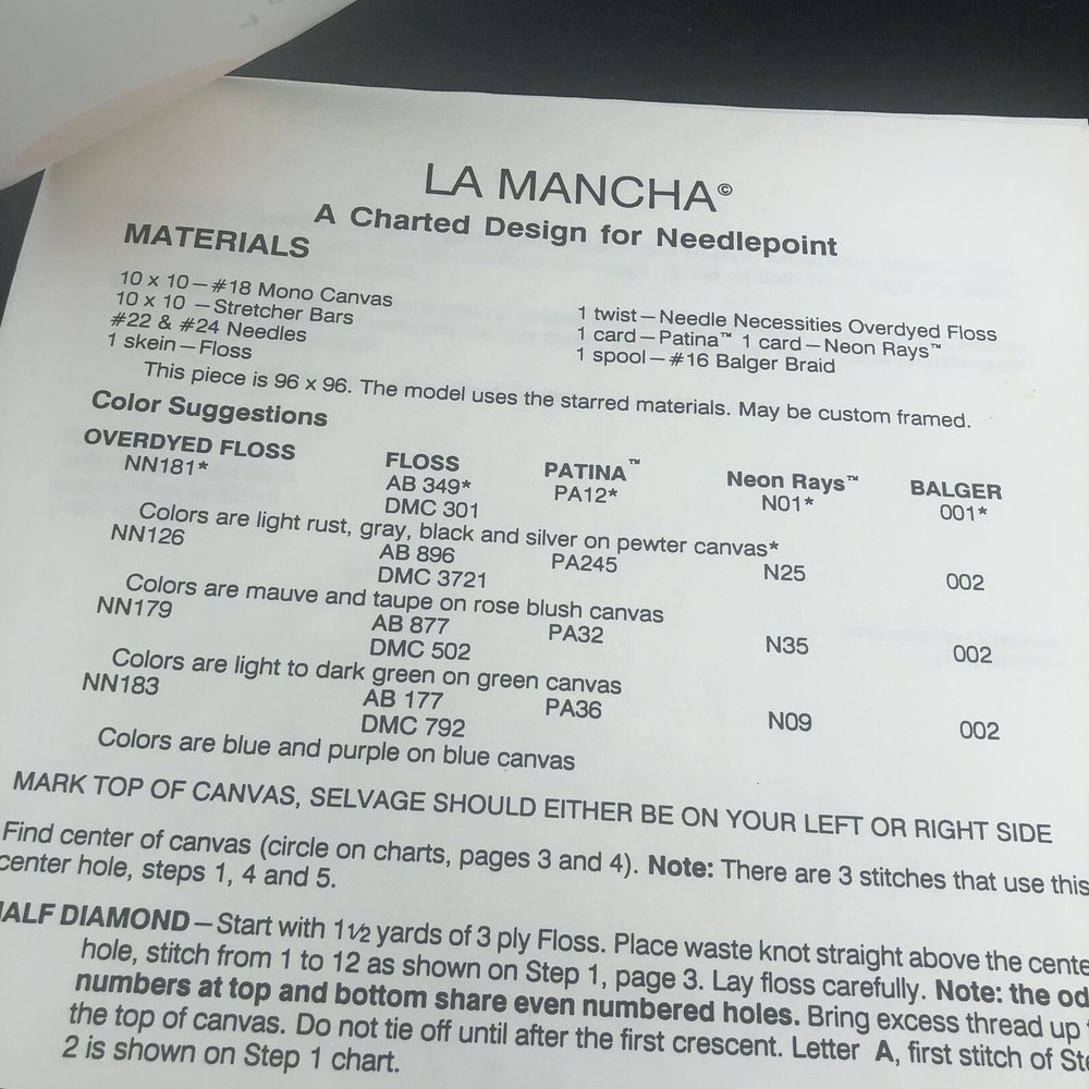 Vtg La Mancha Ruth Dilts Needlepoint String Art Geometric Pattern Only 1991
