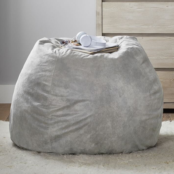 Pottery Barn Teen Textured Faux-Suede Storm Bean Bag Chair - Open Box