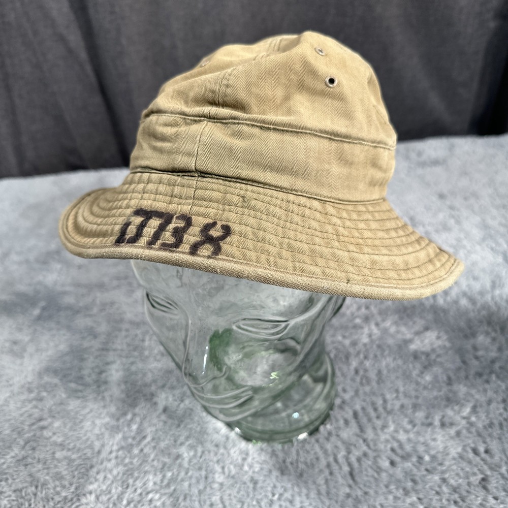 Original VTG WWII WAC HBT Brown Daisy Mae Hat Bucket Sun 1940s S 40s Military