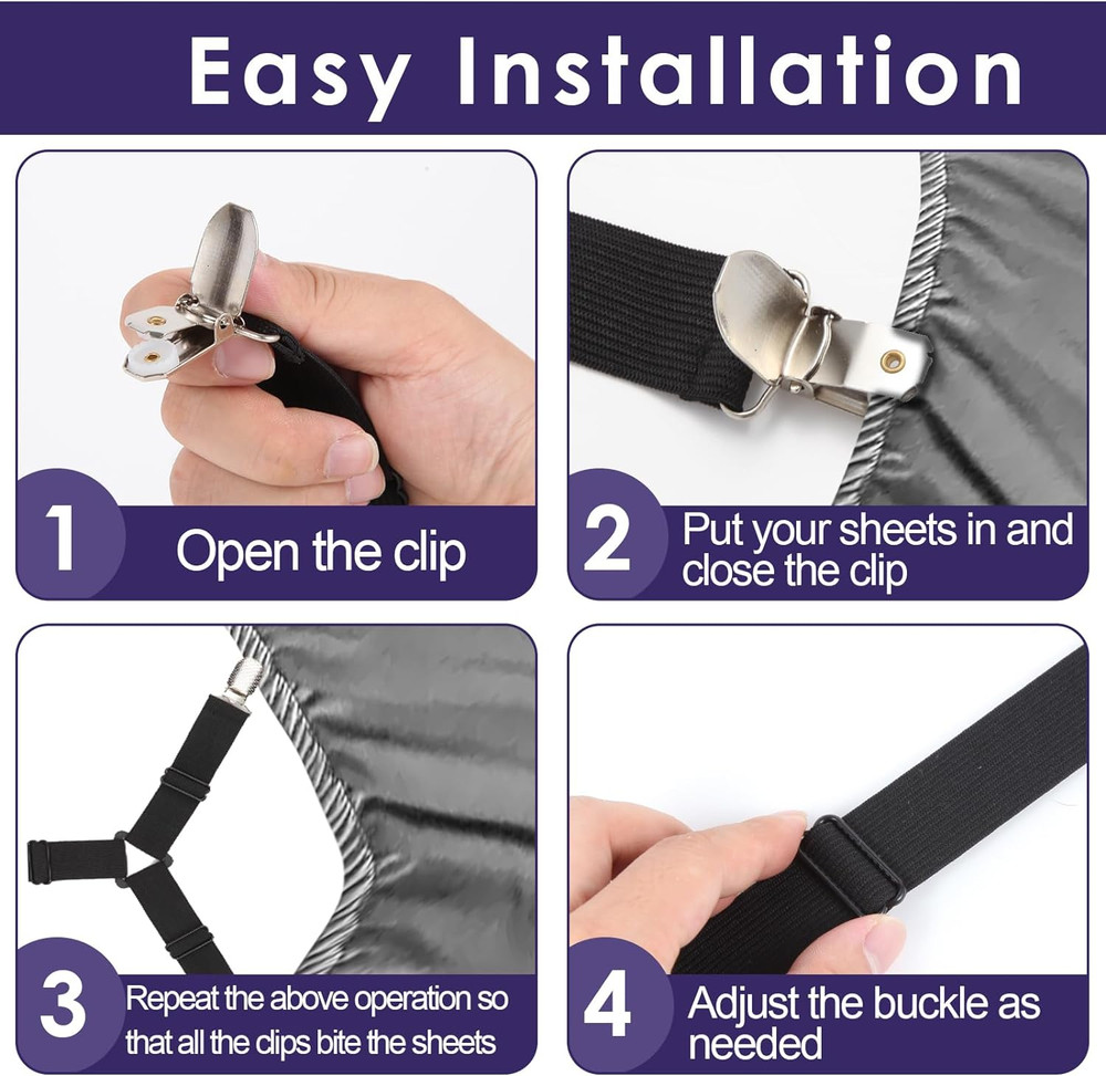 Bed Sheet Holder Straps - Sheet Straps Adjustable Bed Sheet Clips Fasteners Keep