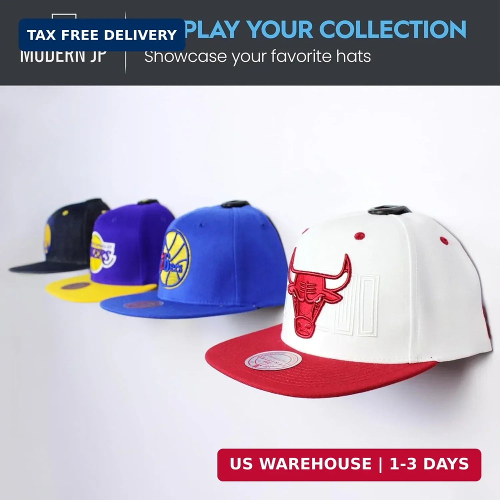Modern JP Adhesive Hat Hooks for Wall (16-Pack) - Hat Rack for Baseball Caps, Mi