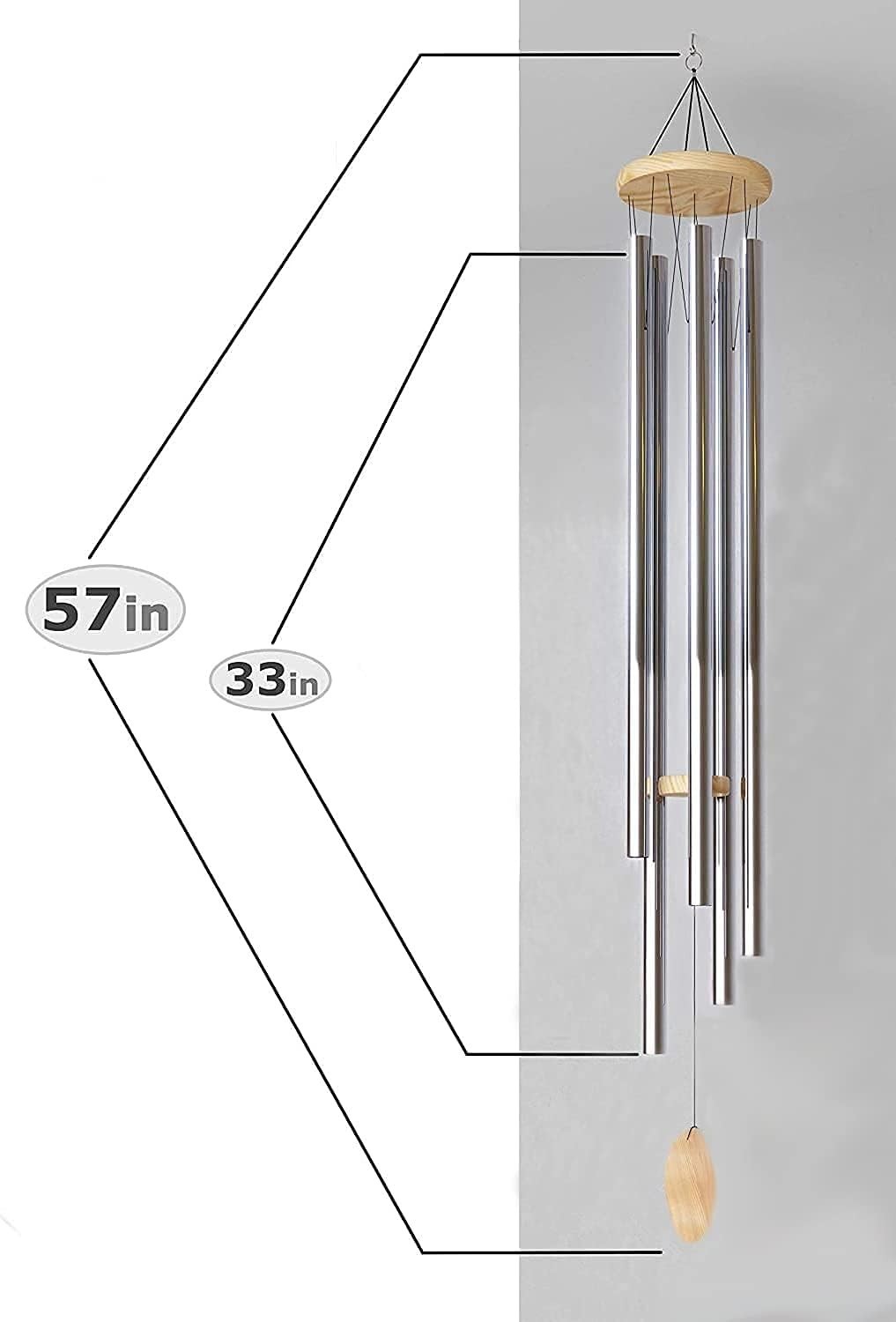 5' Big Extra Large 57" Wind Chime Deep Tone Tuned Resonant Bass Sound Church Win