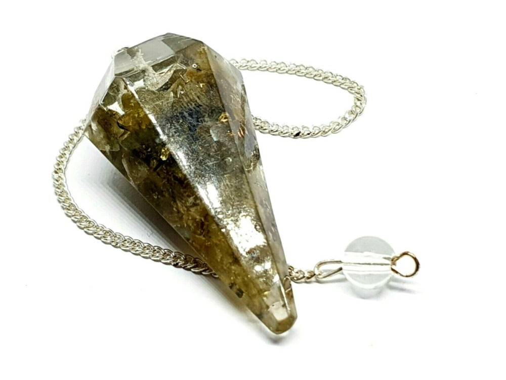 Orgone Labradorite Pendulum Dowser Gemstone Crystal EMF Protection Dowsing Point