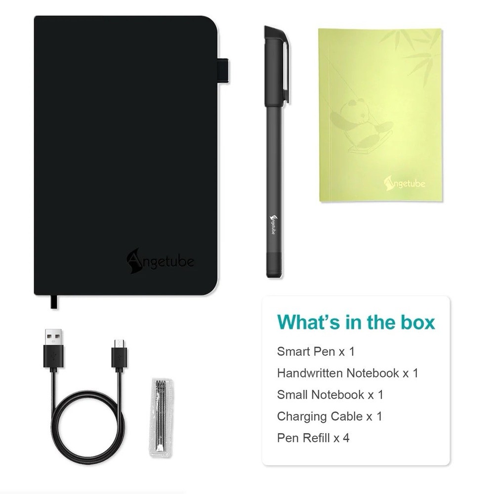 Angetube Smart Pen + Notebook Real-Time Sync For Notes & Drawing Black NIB