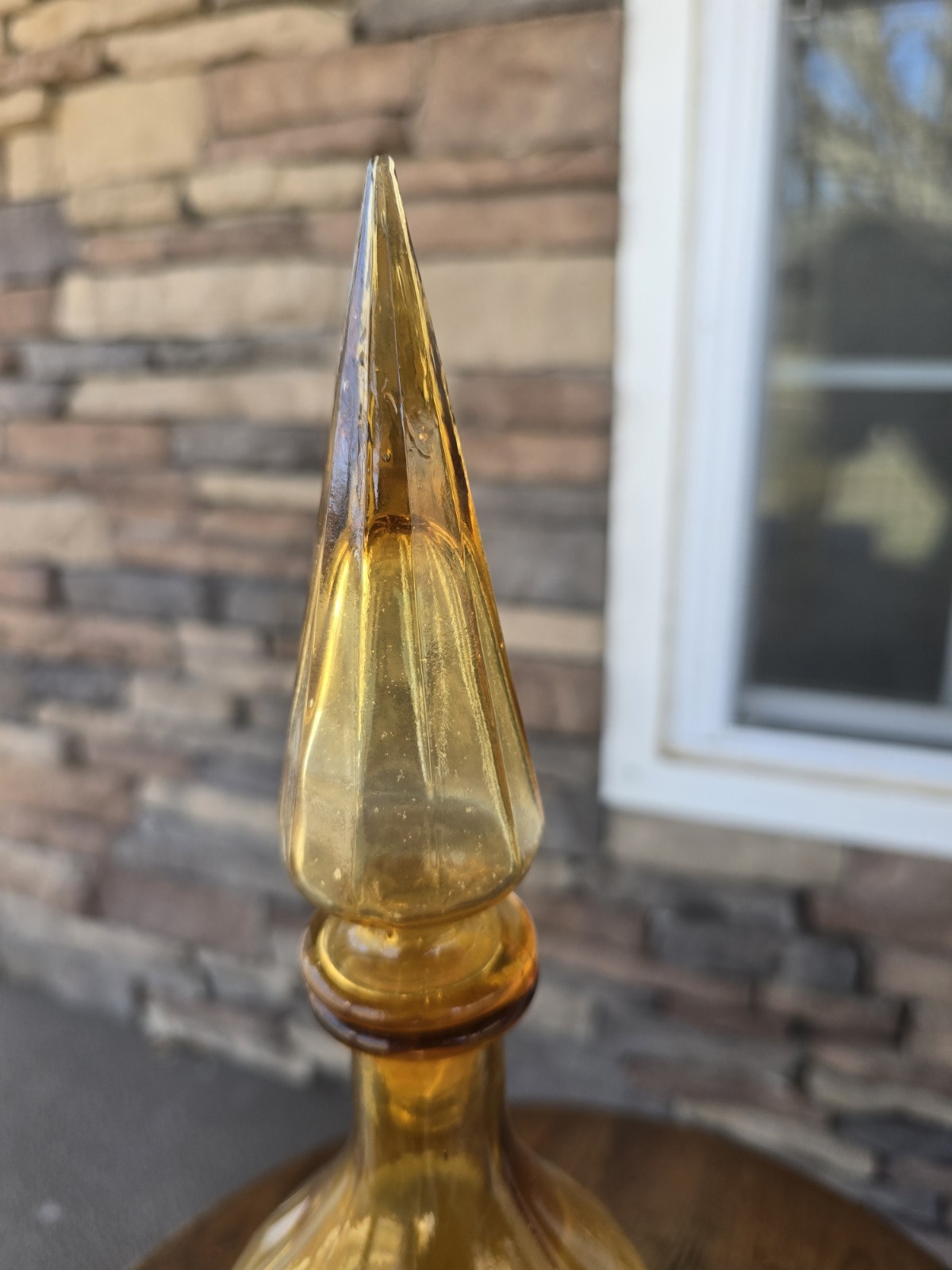 Vintage Empoli Rossini Italy Amber Glass Genie Bottle.(see Coupon Price)