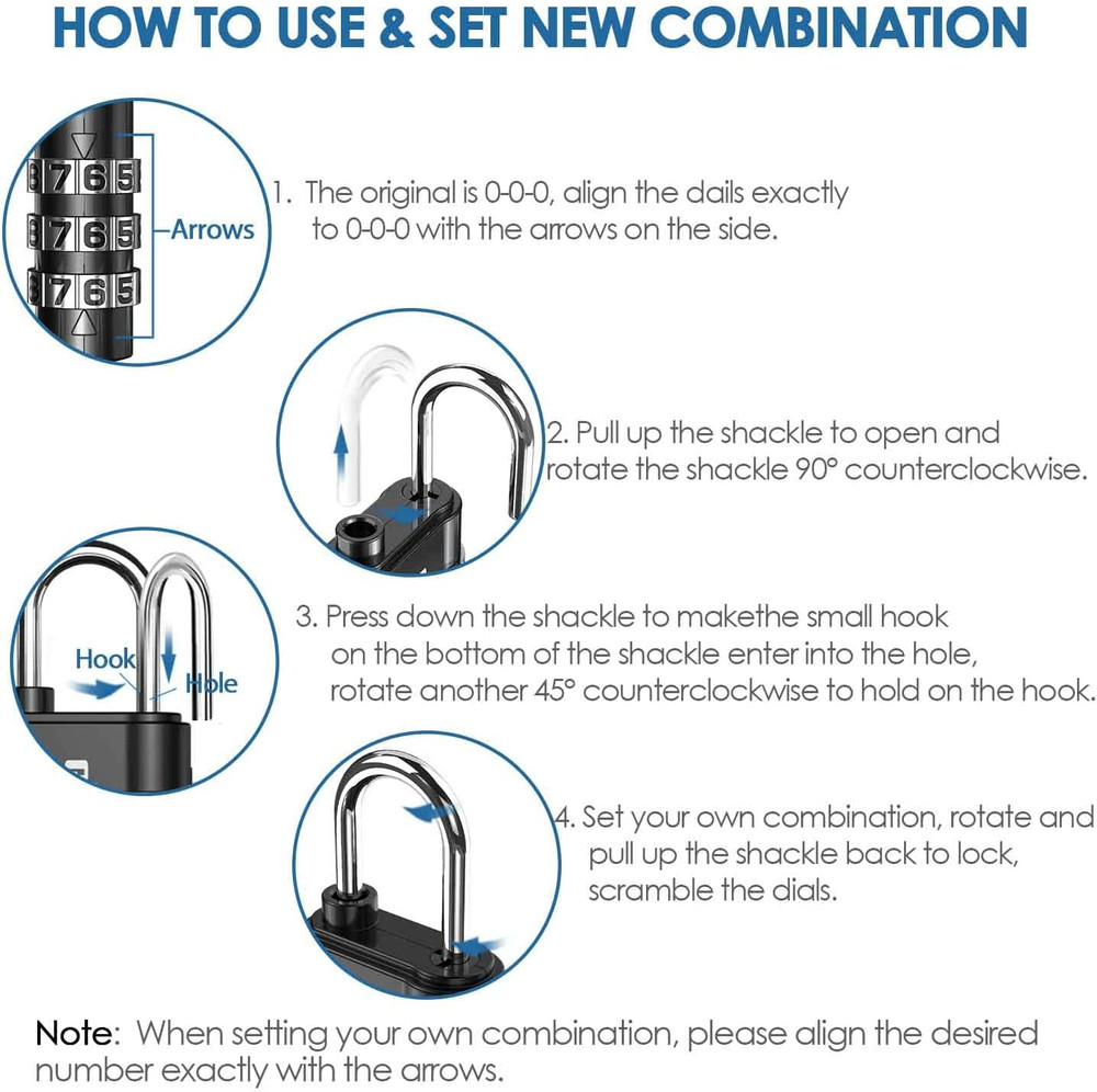 2 Pack TSA Accepted 3-Digit Combination Luggage Locks Keyless Bag Padlocks Black