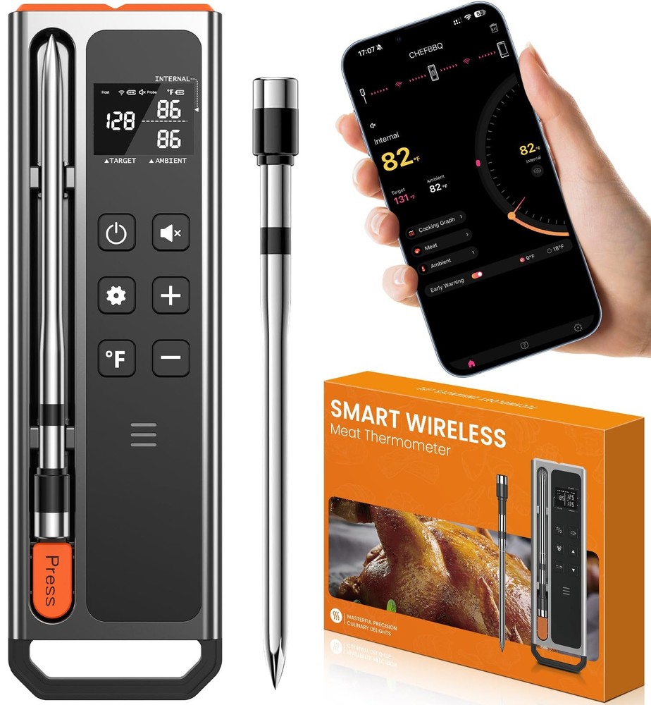 Wireless Meat Thermometer Digital-5.3 Bluetooth for Stable 800ft APP Control ...