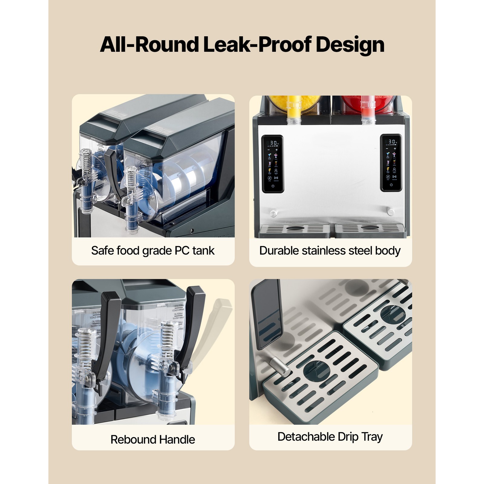 Uimoso Dual-Tank Frozen Drink Maker with 4L Capacity for Slushies and Beverages