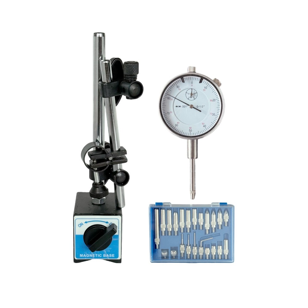Magnetic Base Holder 135 lbs Pull Force Fine Adjust + 1" Dial Indicator 0.001"
