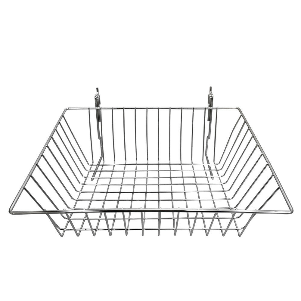Pack 6 - Shallow Wire Baskets for Gridwall/Slatwall/Pegboard - BLACK,CHROME