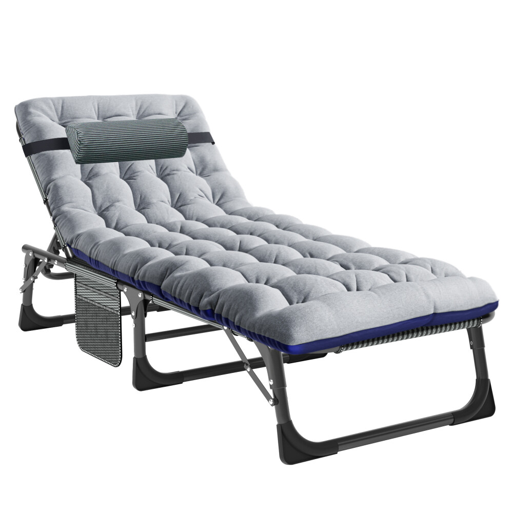 SLSY Reclining Patio Chairs Outdoor Folding Lounge Chair &Mattress Camping Cot