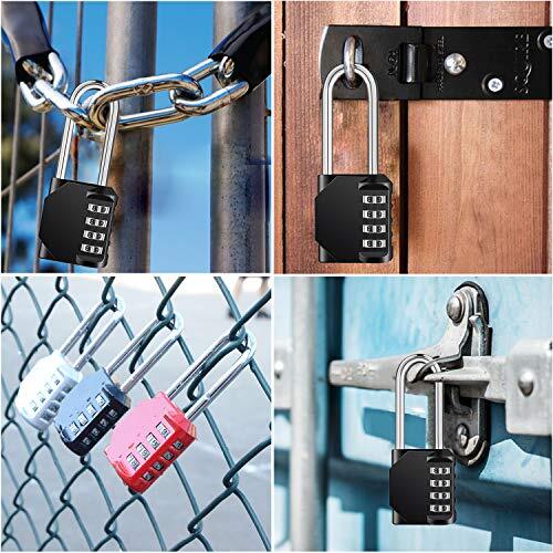 Long Shackle Padlock 4 Digit Combination Lock Resettable Weatherproof Combo Lock