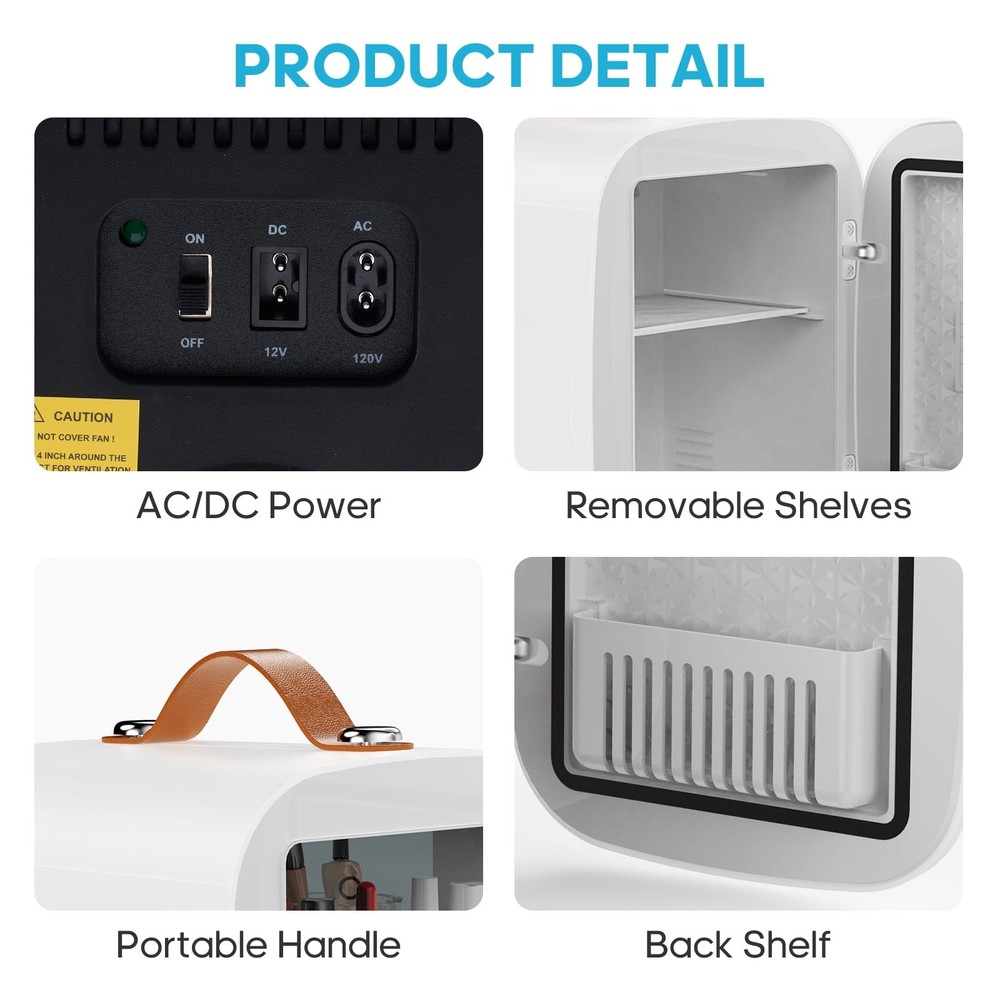 4L Mini Car Refrigerator Portable Compact Dorm & Car Fridge Drinks Snacks