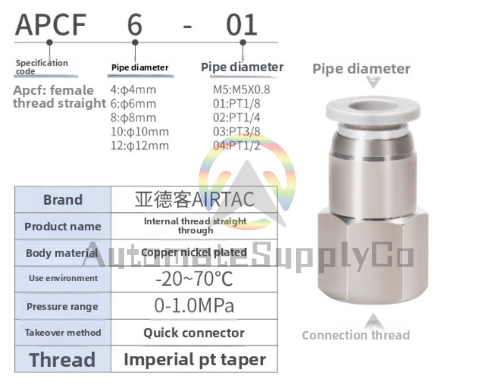 10pcs AirTAC Quick-connect Coupling APCF8-03 APCF8-04 New
