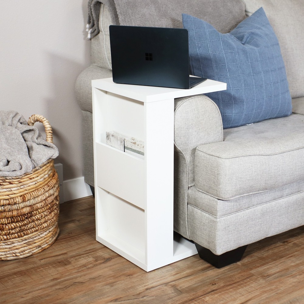 2-in-1 Multi-Use Accent Side Table - White by Sunnydaze