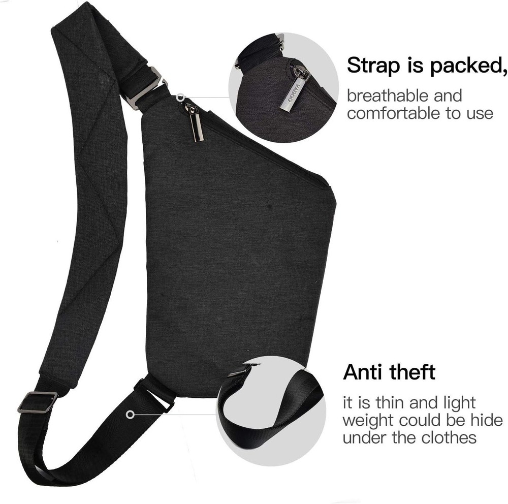 VADOO Sling Bag - Anti-theft Crossbody Shoulder for Basic Version-black