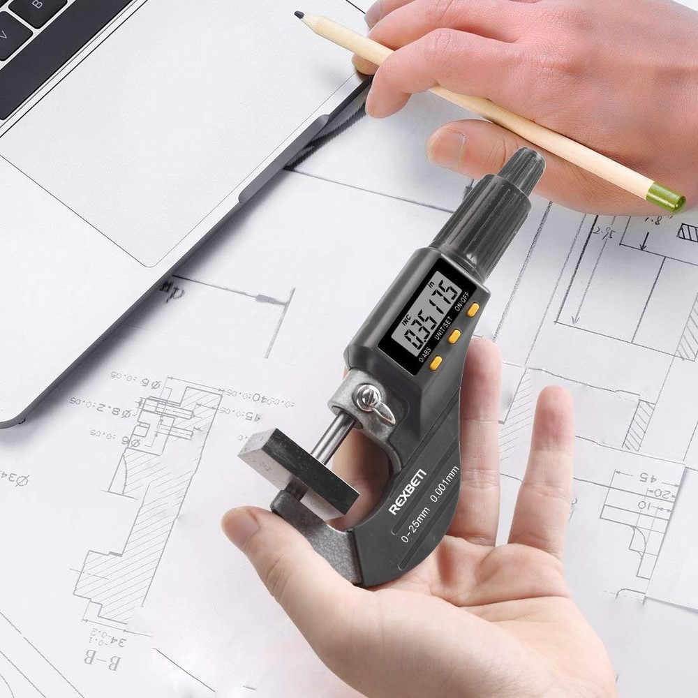 Professional Inch/Metric Digital Micrometer with Protective Case & Battery