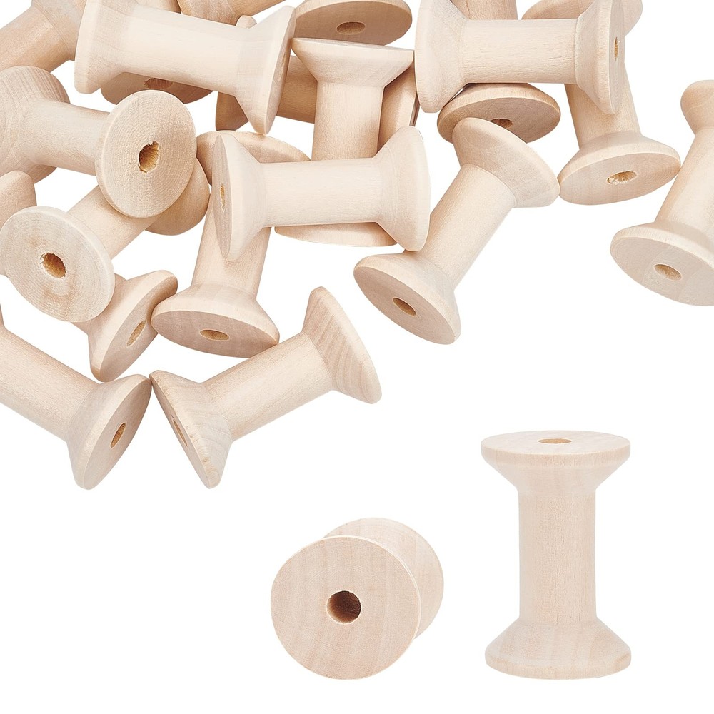 20PCS Wooden Empty Spool Empty Thread Spools 1.2” x 2” Natural Wire Weaving B...