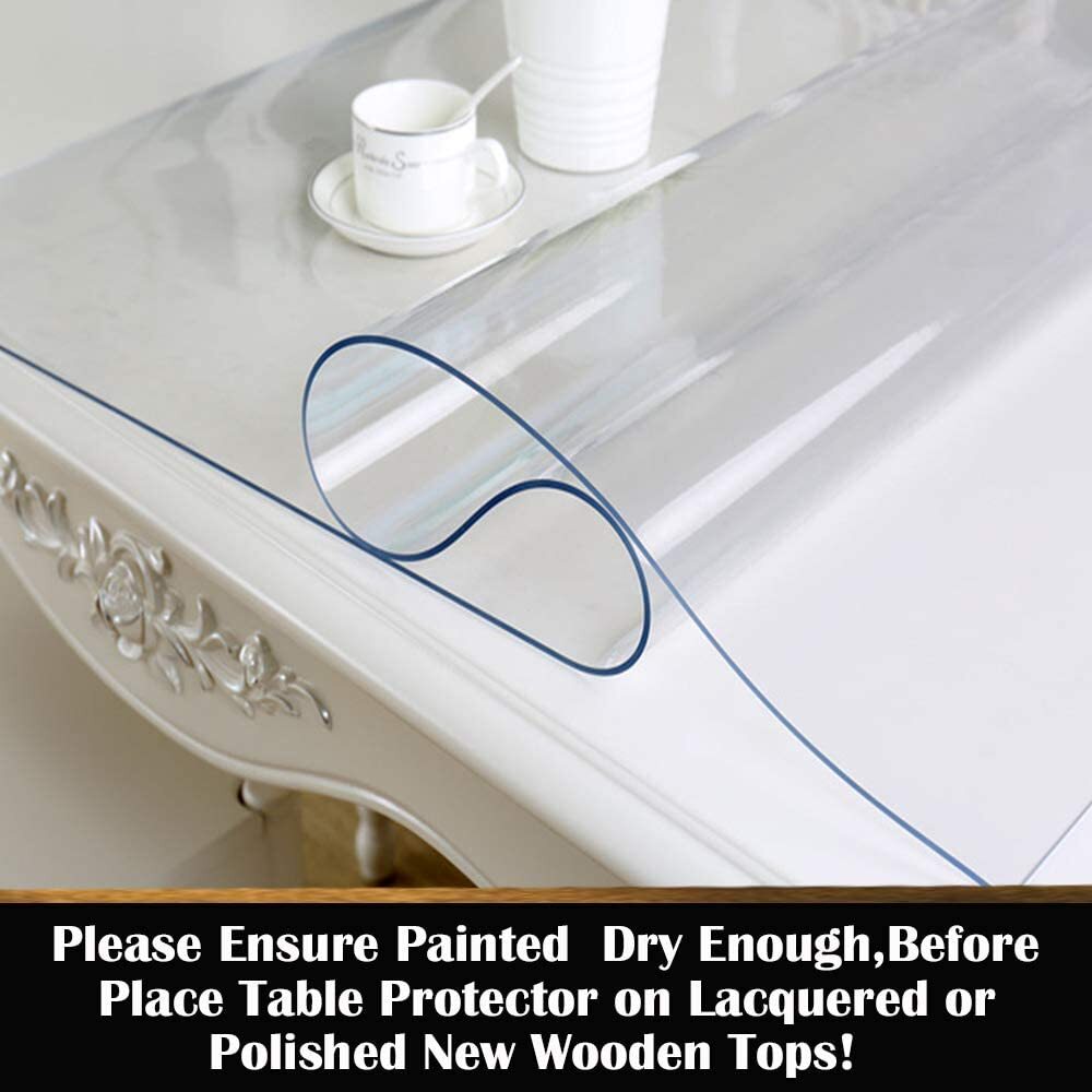 2 Sets Rectangular Clear Table Protector Plastic Tablecloth Cover Wooden Furn...