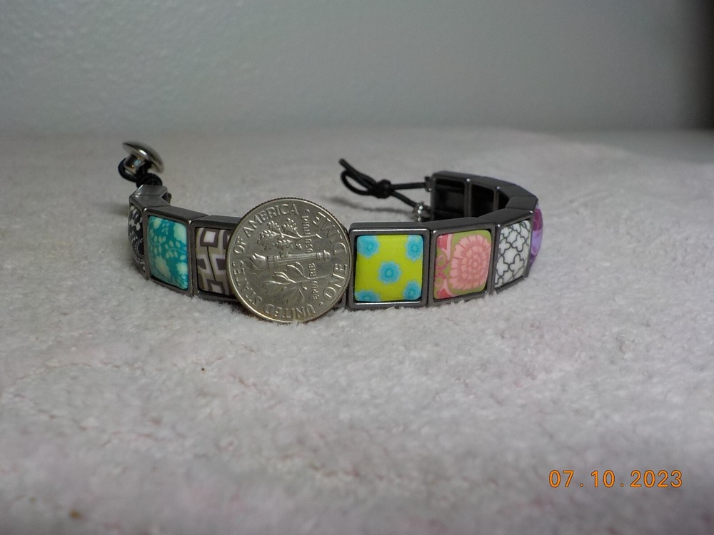 JILZARA PREMIUM CLAY BEADED BRACELET W/MULTI-COLOR/MULTI PATTERN SQUARE LINKS