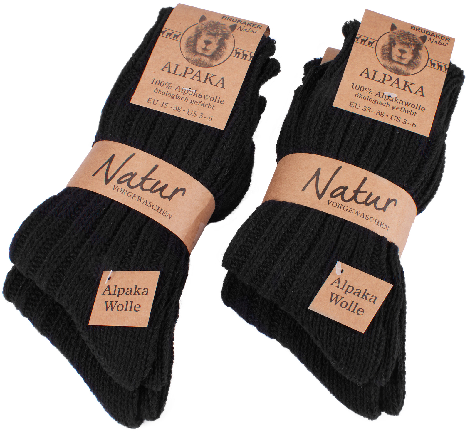 BRUBAKER Men's Women's Alpaca Wool Socks Winter Socks for Men Women 4 Pair Pack