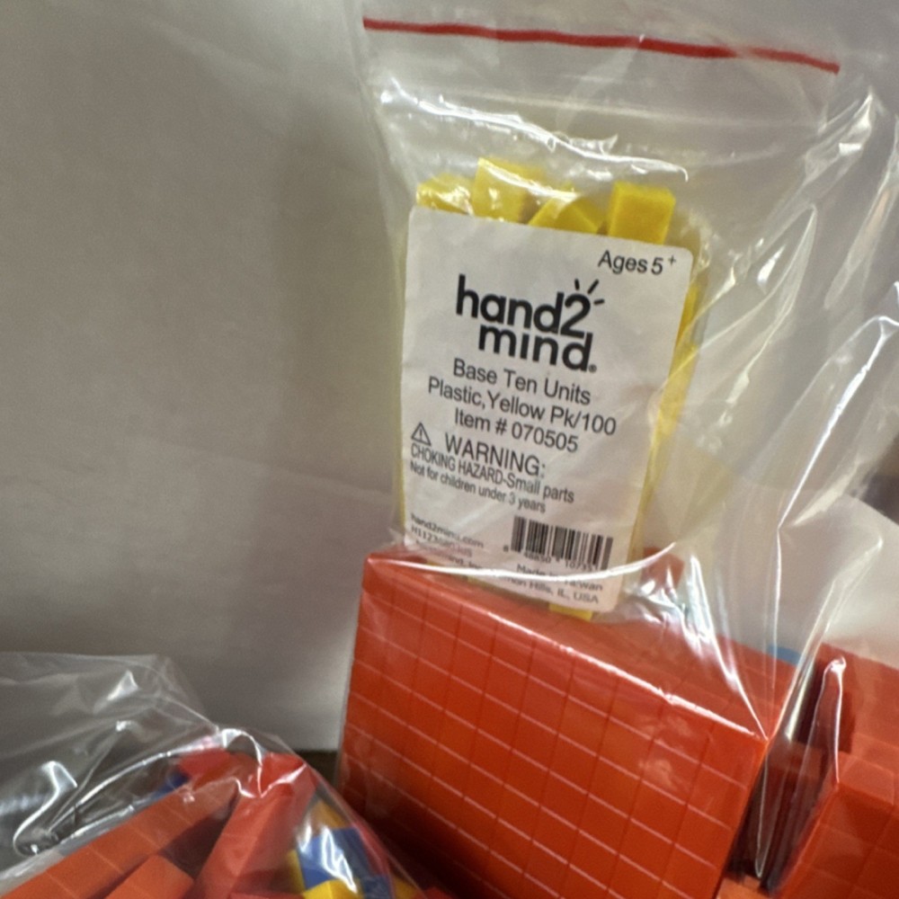 hand2mind Base Ten Units Plastic Math Manipulatives Set Yellow Red Blue 070505