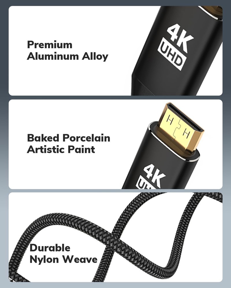 USB C to Mini HDMI Cable 6FT, High Speed 4K Cord Black
