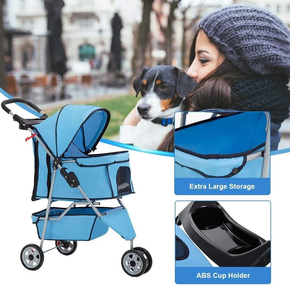 Portable 3-Wheel Pet Stroller - Comfortable, Foldable, and Easy to Assemble