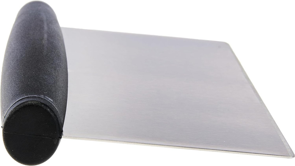 Versatile 6" Stainless Steel Scraper/Chopper with Comfortable Grip, Black/Silver