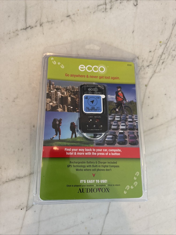 Audiovox Ecco Handheld Keychain GPS Rechargeable - Sealed - Digital Compass