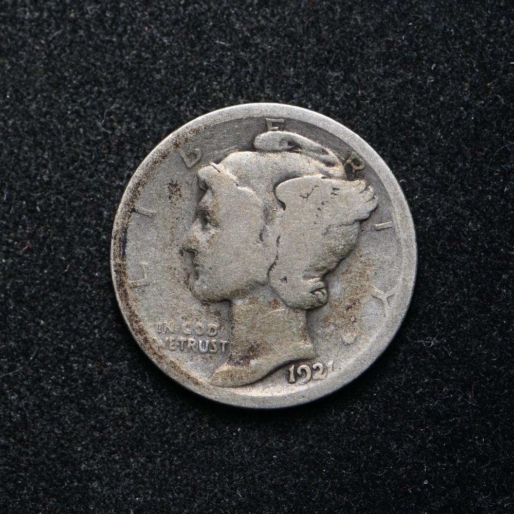 1921 Mercury Silver Dime Good + (cn15164)