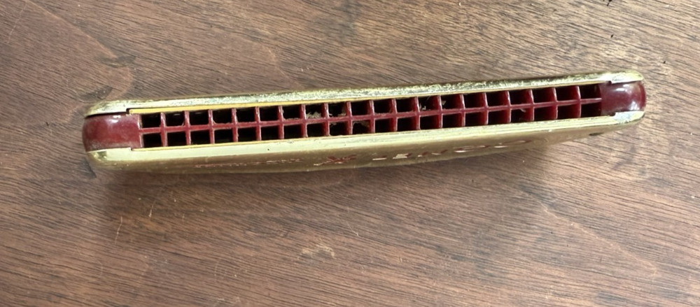 Vintage M Hohner Germany Crescent Shape Harmonica
