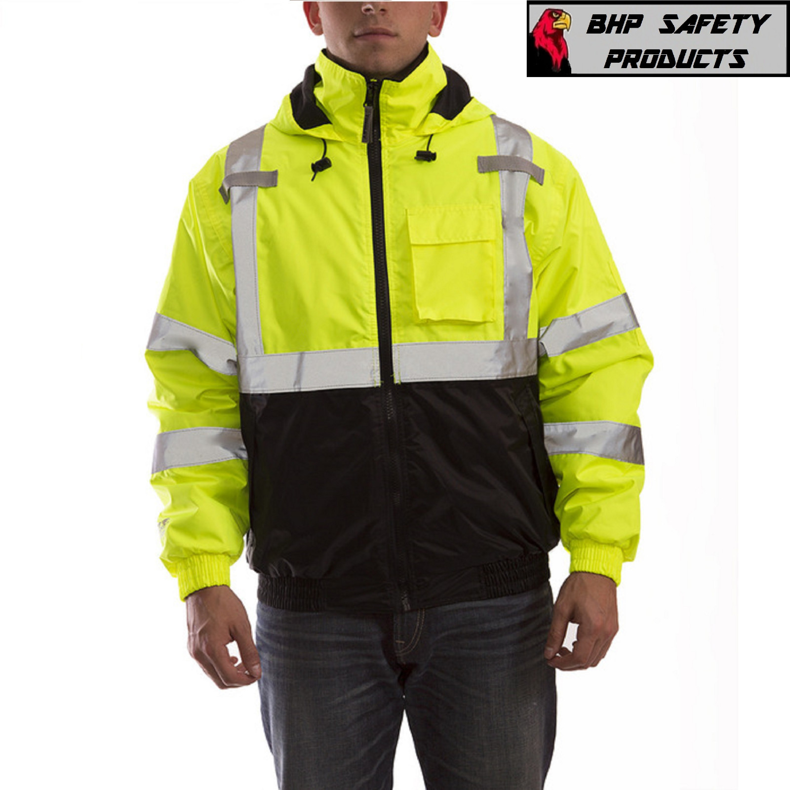 Hi-Vis Insulated Safety Bomber Reflective Jacket ROAD WORK HIGH VISIBILITY