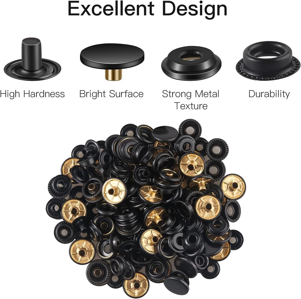 72 Pieces 18Sets Snap Fastener Kit Tool 15MM Snap Button kit Snaps for Leathe...