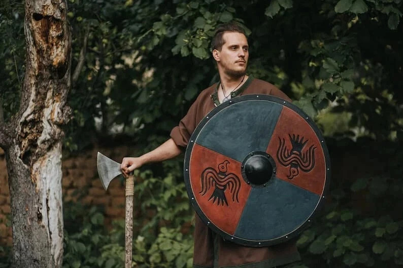 Viking Shield, Odin's Ravens, Handmade Wall Decor Shield, Best Gift , 24''