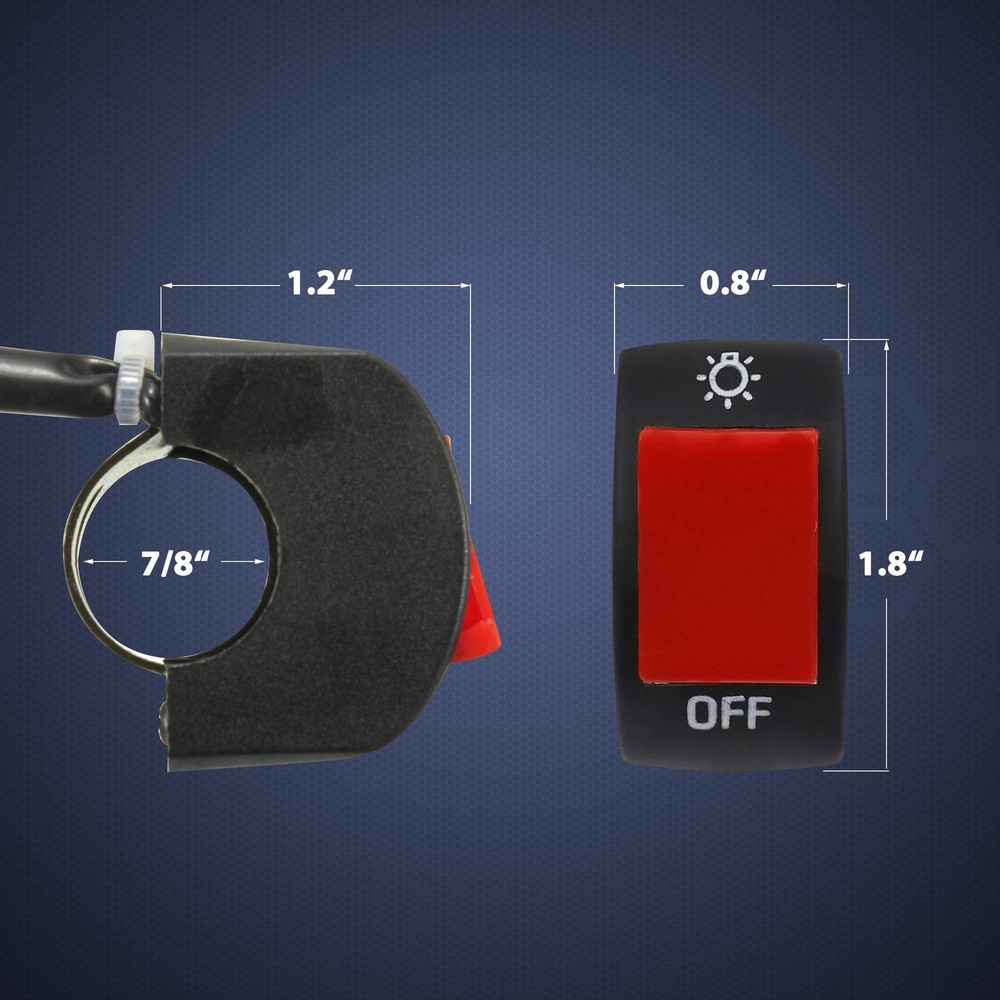 2 Pieces Motorcycle Light Switch Handlebar Toggle with 2 Pieces, Red