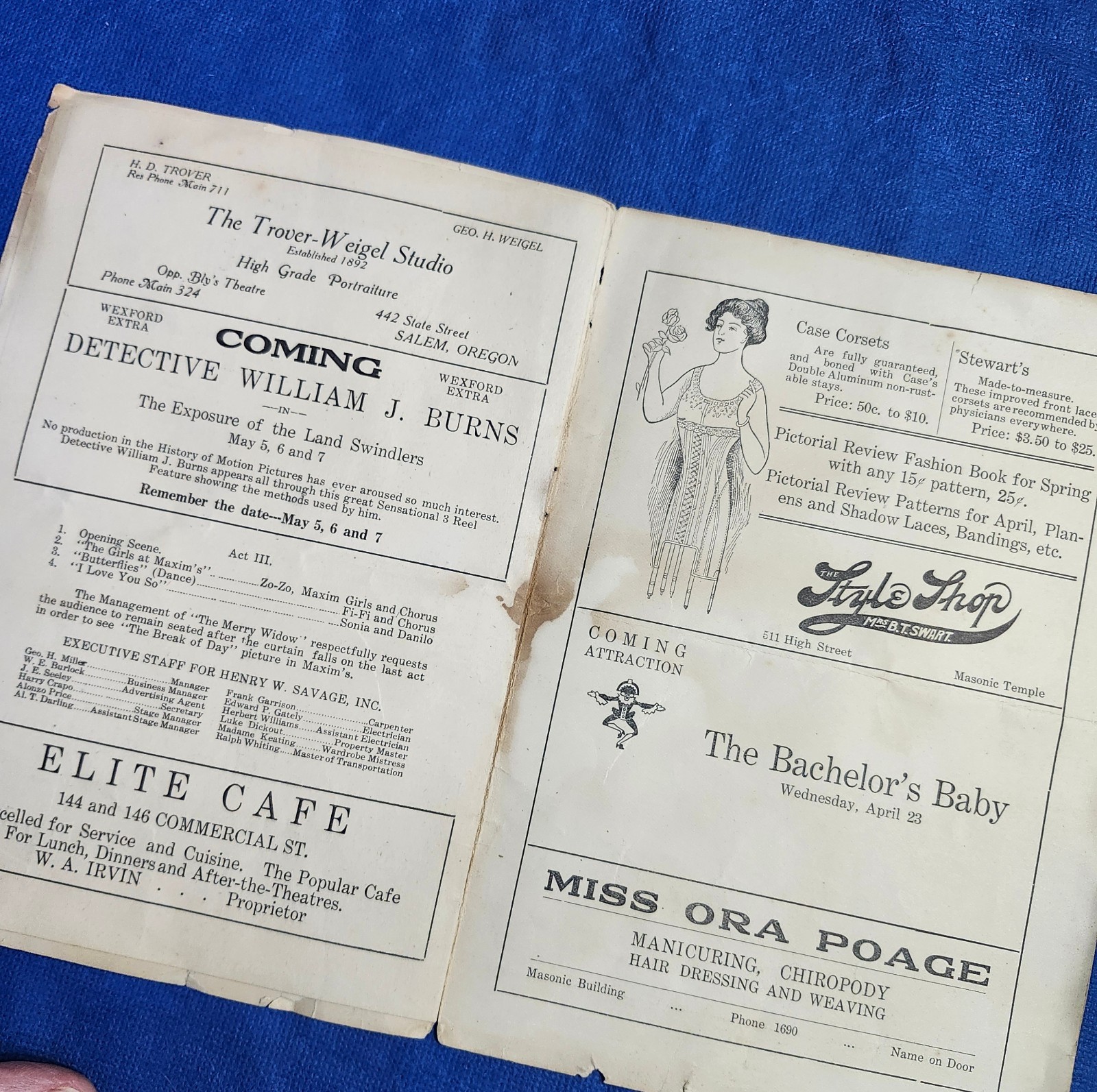 Original 1913 Theatre Program Booklet Salem Oregon GRAND OPERA HOUSE