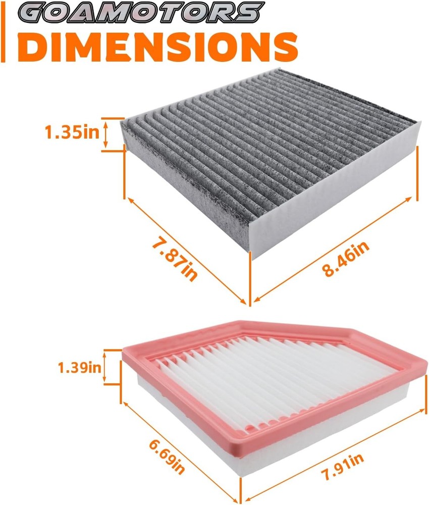 Engine Air Filter and Cabin Air Filter Replacement Compatible with Nissan Sentra