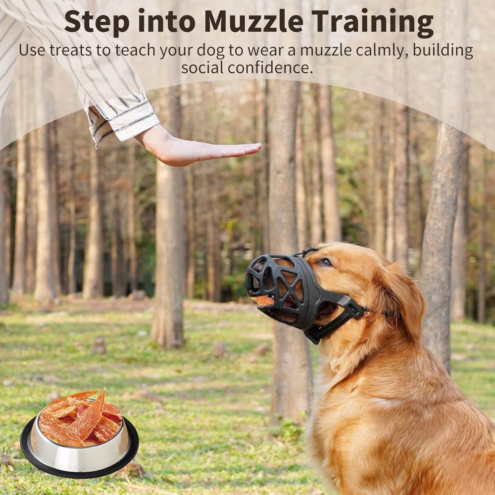 Breathable Dog Muzzle - Adjustable Basket Muzzle for Medium Dogs - Safe Training