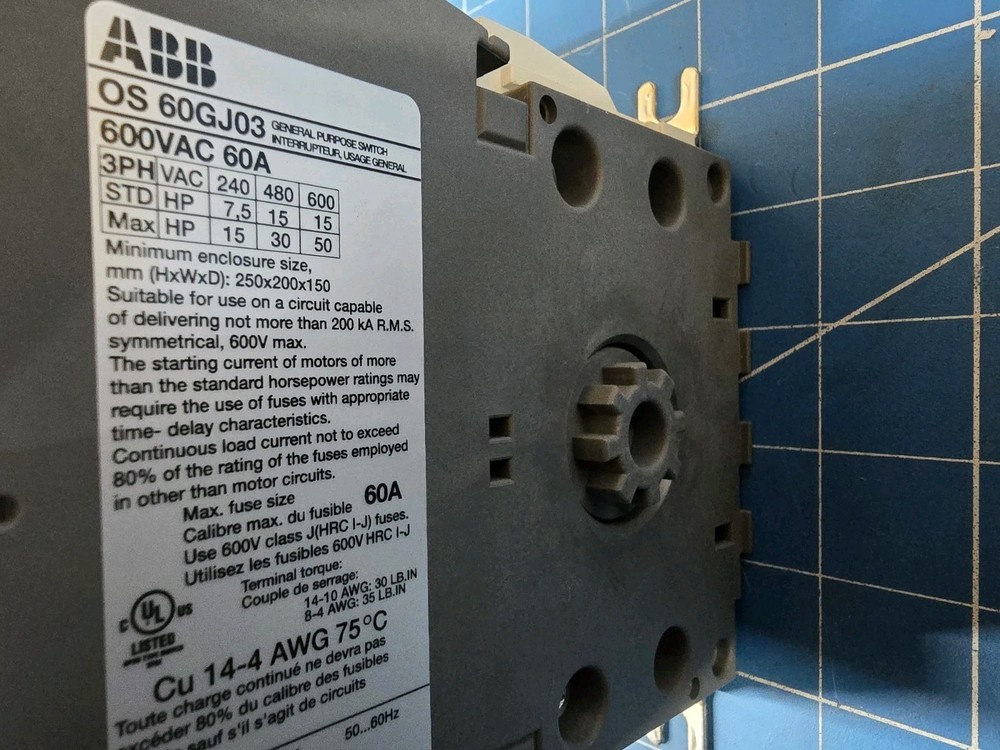 ABB OS60GJ03 DISCONNECT SWITCH 3P