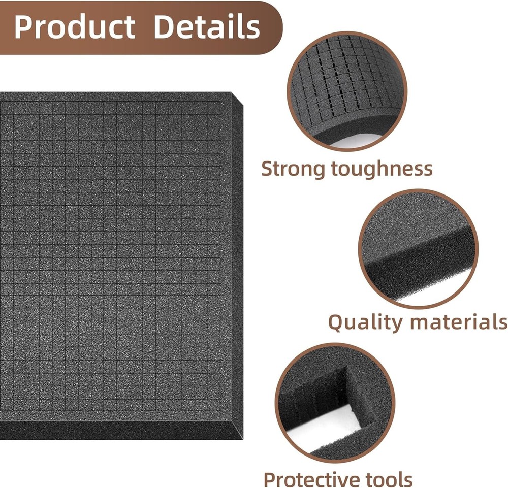 Durable Black Foam with Pick & Pluck Design - Perfect for Game Boxes & Tools