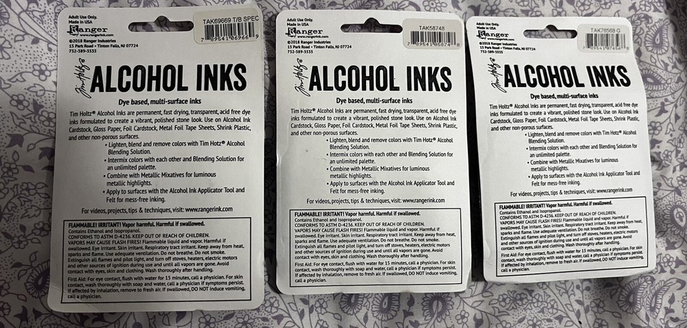 Ranger Alcohol Inks 3 Pack Dye Based, Multi Surface Ink.
