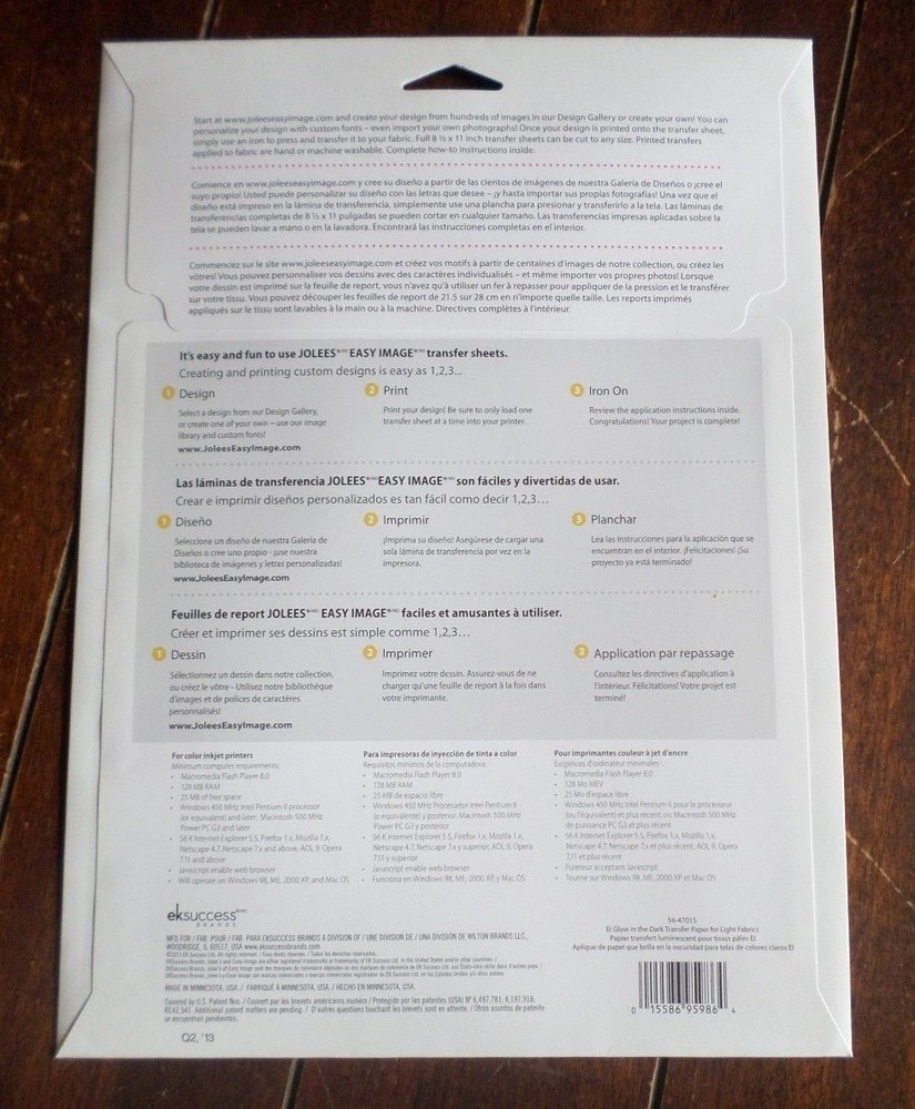 Jolee's Easy Image GLOW ~3 Transfer Sheets~ For Light Fabrics #56-47015
