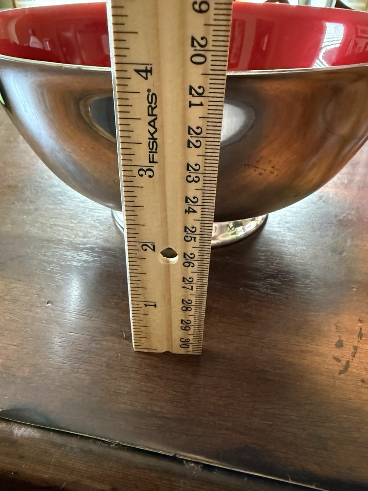 Reed & Barton 104 Silverplate Bowl Red Interior With Footed Bottom